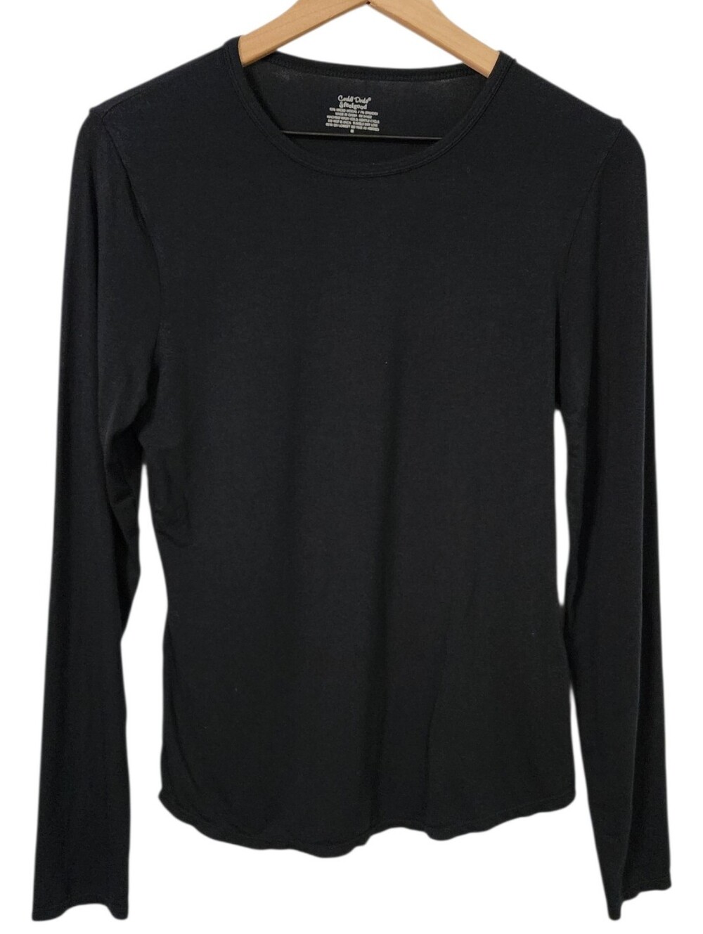 Cuddl Duds Womens Medium Crewneck Long Sleeve Black Basic Layering Shirt